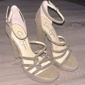 Gold Jessica Simpson heels 7 1/2.